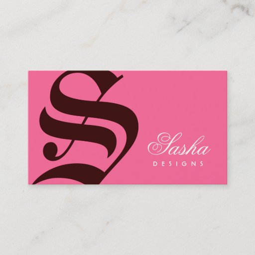 Customizable 311-Old English Monogram Pink N Brown Business Card
