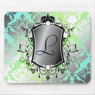 311 Ooh La La Aqua LimeAqua Lime Damask Mouse Pad