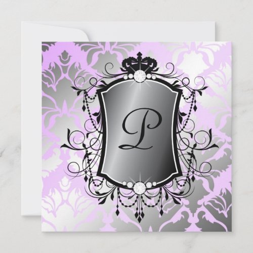 311 Ooh La La Lilac Damask Fabulous 40 Custom Invite