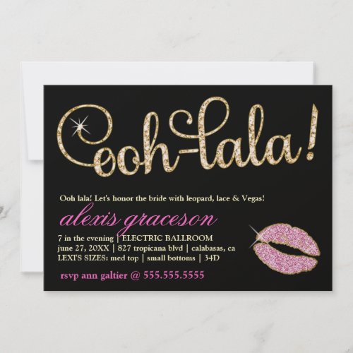 311Ooh Lala Glitzy Kiss Sparkle Metallic Custom Invitations