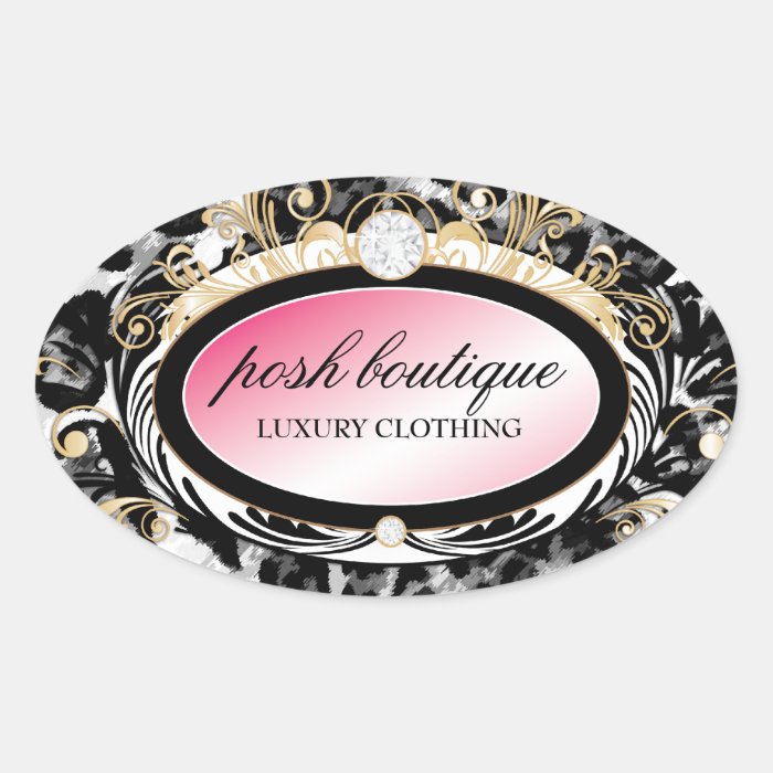 311 Opulent Gold Leopard Pink Oval Sticker