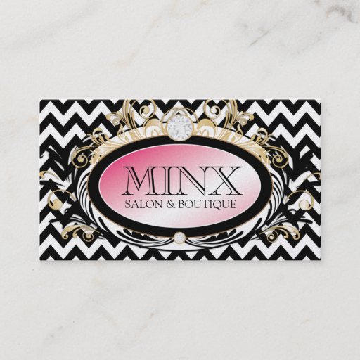 Customizable 311 Opulent Gold Pink B W Chevron Pearl Paper Business Card Template