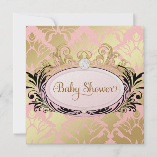 311 Opulent Pink Baby Shower Premium Shiny Paper Invitation