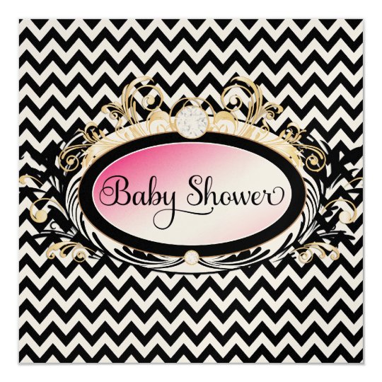 311 Opulent Pink Chevron Baby Shower Shiny Paper Card