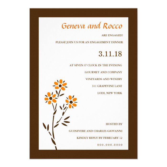 311 ORANGE PASSION FLOWER INVITATION