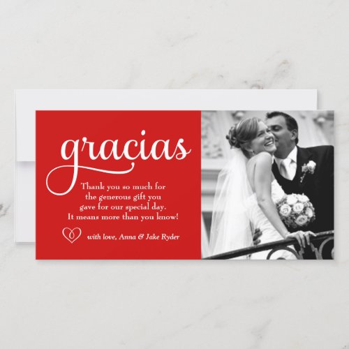 311 Ornate Gracias Photo Card Heart Red