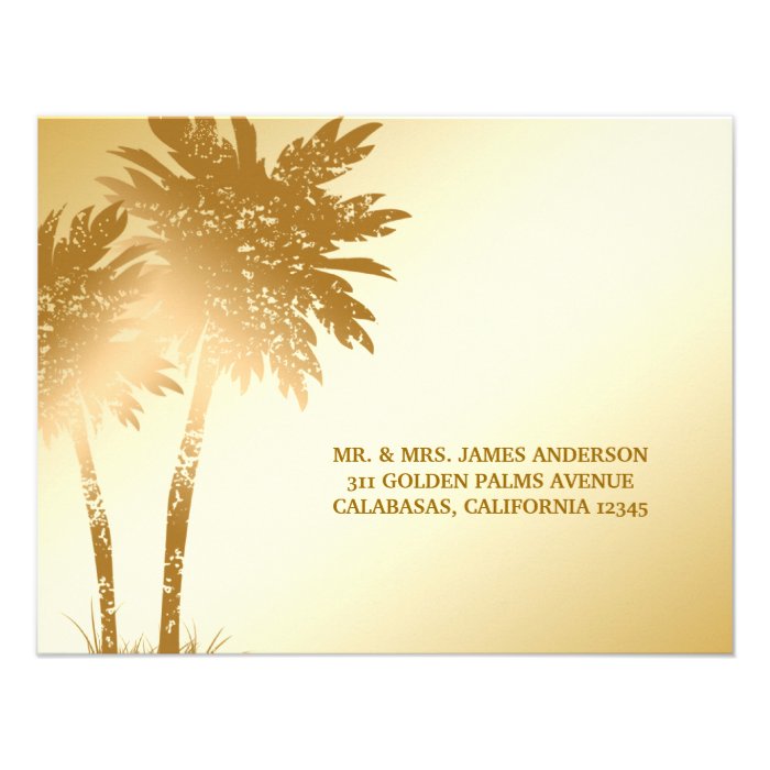 311 Paradise Found RSVP  Golden Palms Postcard Invites