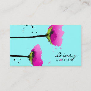 311 Passionate Pink Poppy Blue Business Card