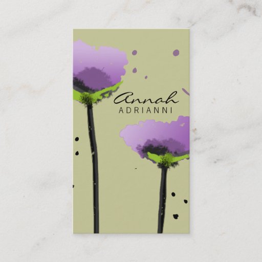 Customizable 311-Passionate Poppy Lavender | Sage Business Card