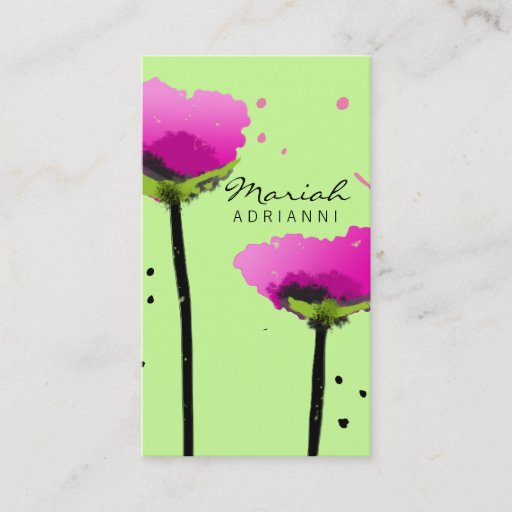Customizable 311 PASSIONATE POPPY LIME GREEN BUSINESS CARD
