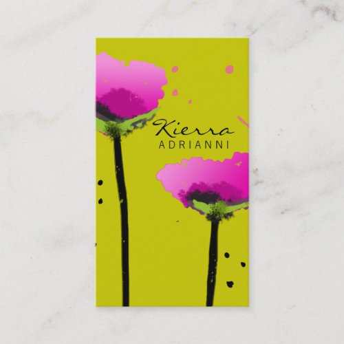 311-PASSIONATE POPPY | PEA GREEN BUSINESS CARD
