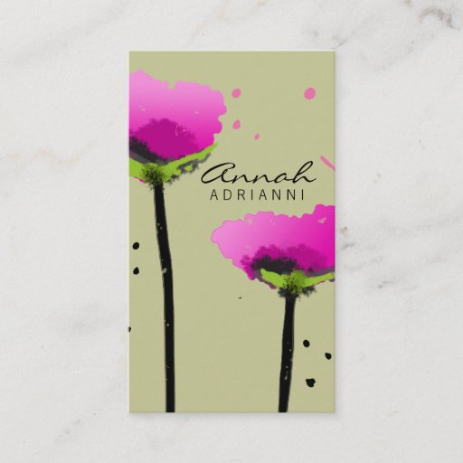Customizable 311 PASSIONATE POPPY SAGE GREEN BUSINESS CARD TEMPLATES