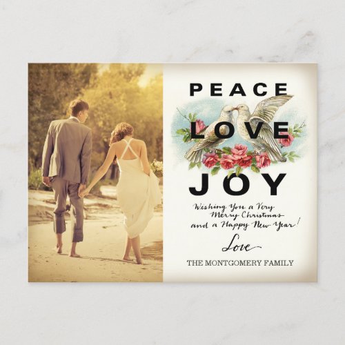 311 Peace Love Joy Vintage Christmas Postcard