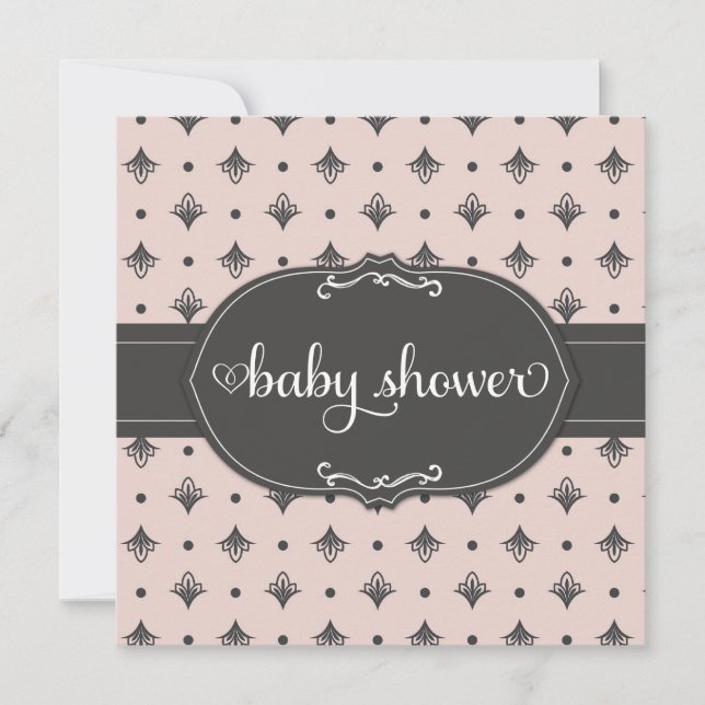 311 Peach & Gray Dotted Rainbow Baby Shower Invitation (Front)