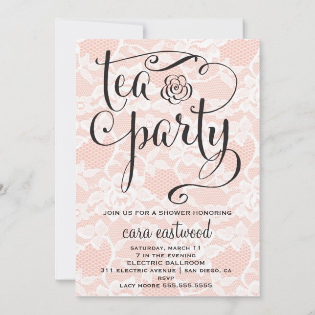 311 Peach Tea Party Invitation (Front)
