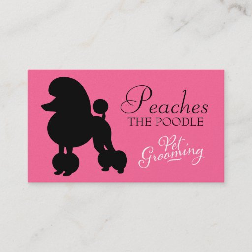 Customizable 311 Peaches the Poodle Pet Grooming Business Card Template