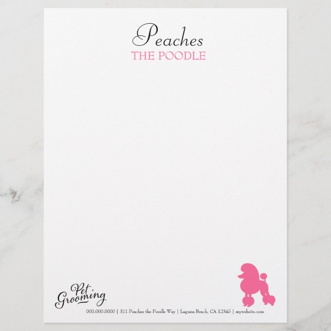 311 Peaches the Poodle Pet Grooming Letterhead (Front)