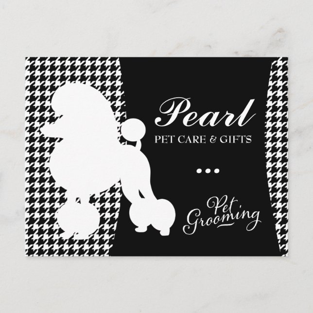 311 Pearl the Poodle Pet Grooming Houndstooth Postcard (Front)