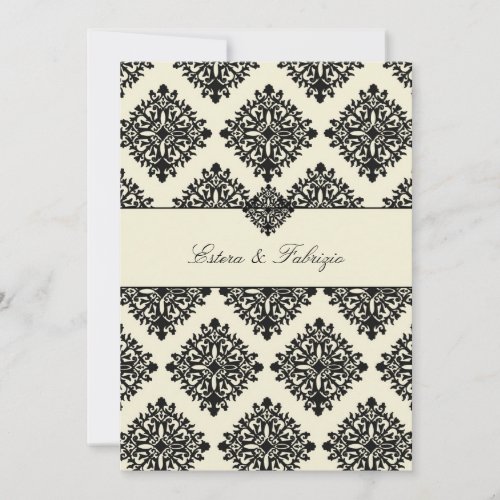 311-Phoebe Cream &amp; Black Damask Invitation