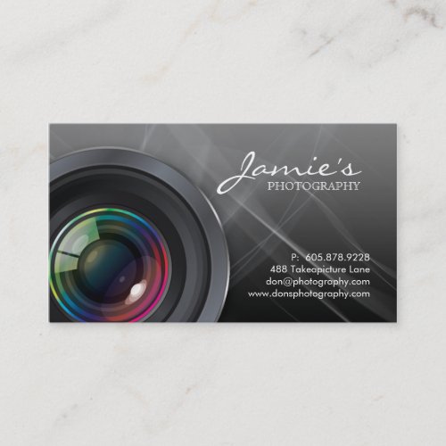 Photographer Business Card Modern Black