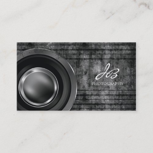 Photography Business Card Black Metal Grunge