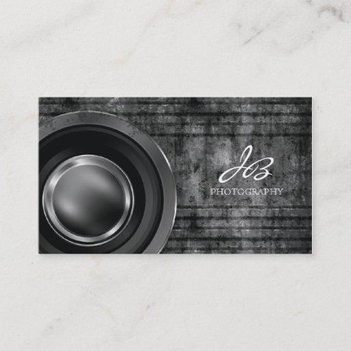 Customizable Photography Business Card Black Metal Grunge