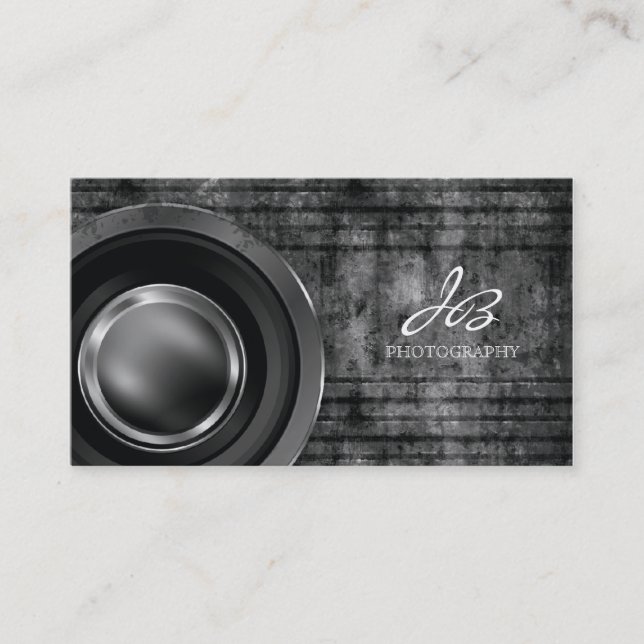 311 Photography Charcoal Gray Metal Grunge Business Card (Front)