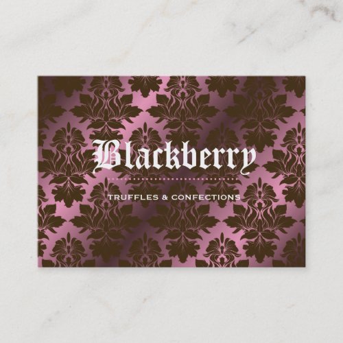 311-Pink Blackberry "Pure" Chocolate Damask Business Card Templates