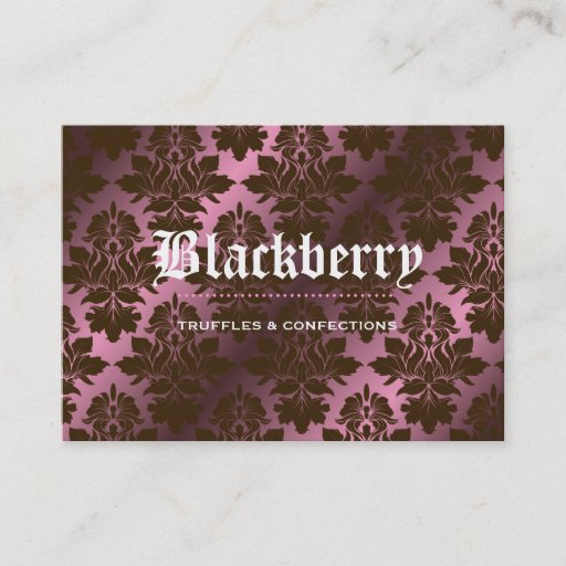 Customizable 311-Pink Blackberry "Pure" Chocolate Damask Business Card Templates