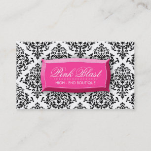 311 Pink Blast Damask Hott Pink Business Card
