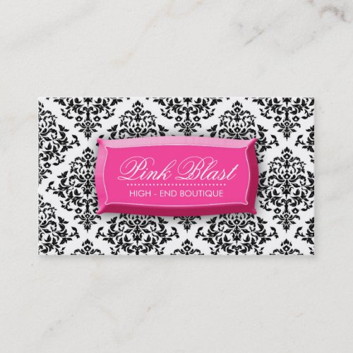 311 Pink Blast Damask Hott Pink Business Card