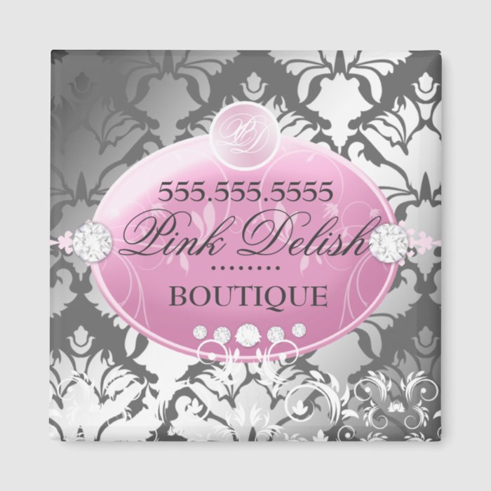 311 Pink Delish Damask Shimmer  Faux Silver Magnets