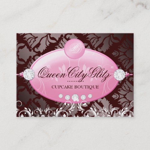 311 Pink Delish Monogram | Chocolate 3.5 x 2.5 Business Card Templates