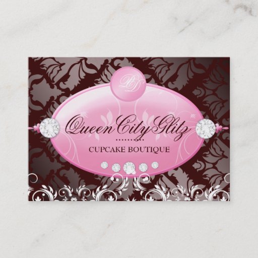 Customizable 311 Pink Delish Monogram | Chocolate 3.5 x 2.5 Business Card Templates