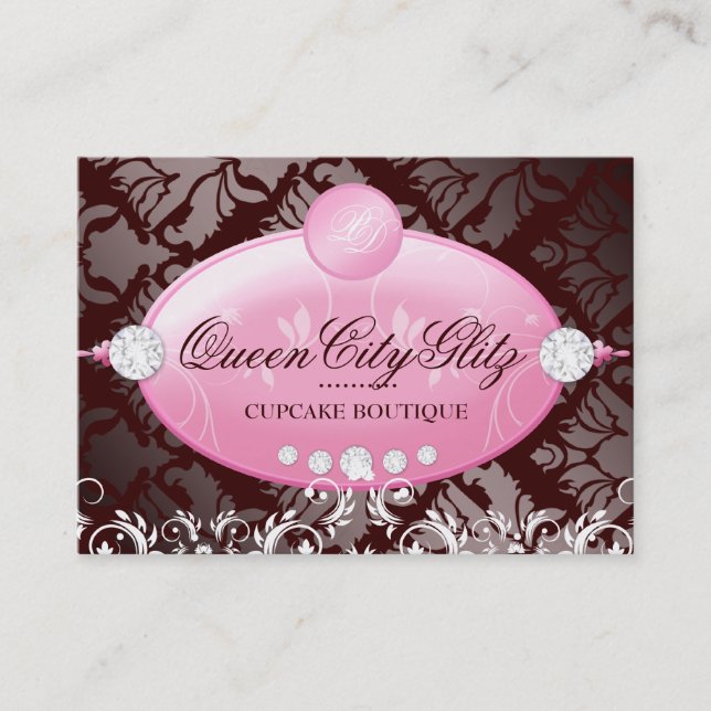 311 Pink Delish Monogram | Chocolate 3.5 x 2.5 Business Card (Front)