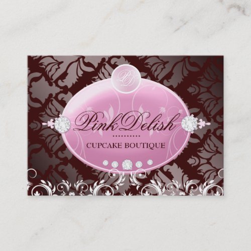 311 Pink Delish Monogram Chocolate 3.5 x 2.5 Business Cards