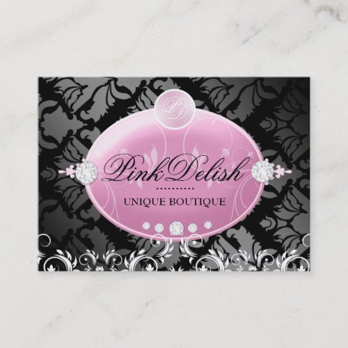 311-Pink Delish Monogram | Noir 3.5 x 2.5 Business Card Templates