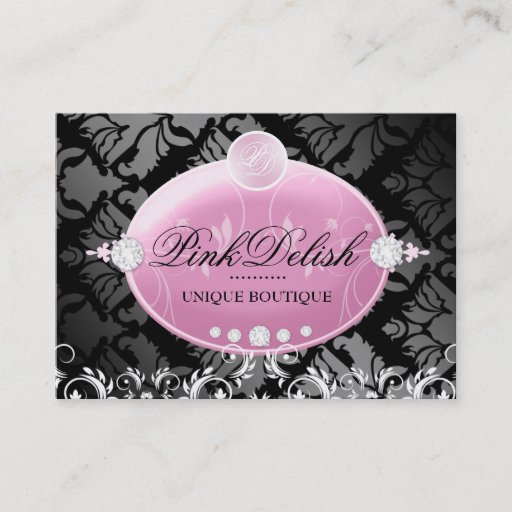 Customizable 311-Pink Delish Monogram | Noir 3.5 x 2.5 Business Card Templates