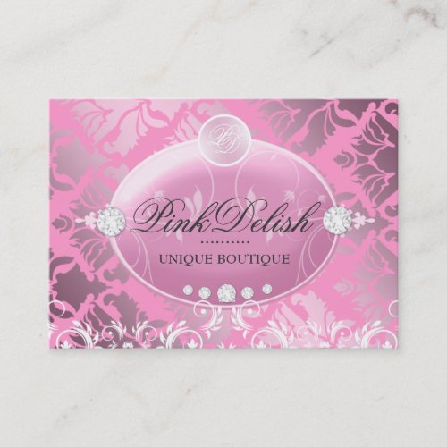 311 Pink Delish Monogram Pink 3.5 x 2.5 Business Card Template