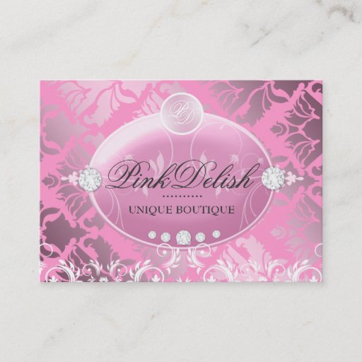 Customizable 311 Pink Delish Monogram Pink 3.5 x 2.5 Business Card Template