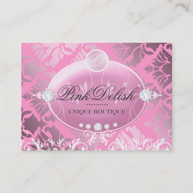 311 Pink Delish Monogram Pink 3.5 x 2.5 Business Card (Front)