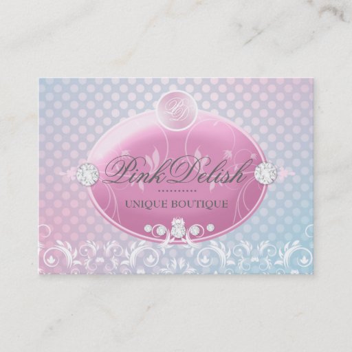 Customizable 311 Pink Delish Monogram Polka Dots 3.5 x 2.5 Business Cards