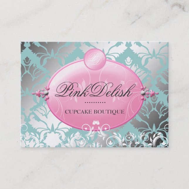 311 Pink Delish Version 2 Teal 3.5 x 2.5 Business Card (Front)