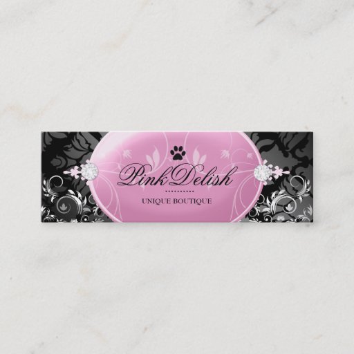 Customizable 311 Pink Delish with Paw Monogram Noir 3.5 x 2.5 Business Cards