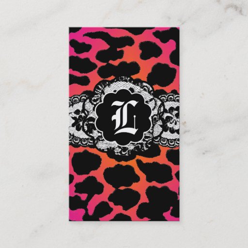 Customizable 311 Pink Fire Leopard and Lace Business Card
