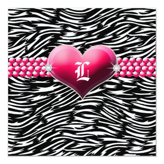311-Pink Glam Heart Monogram | Black Card