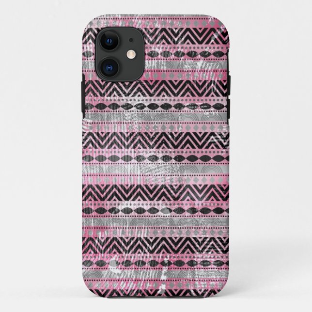 311 Pink Gray Black Aztec Texture Case-Mate iPhone Case (Back)