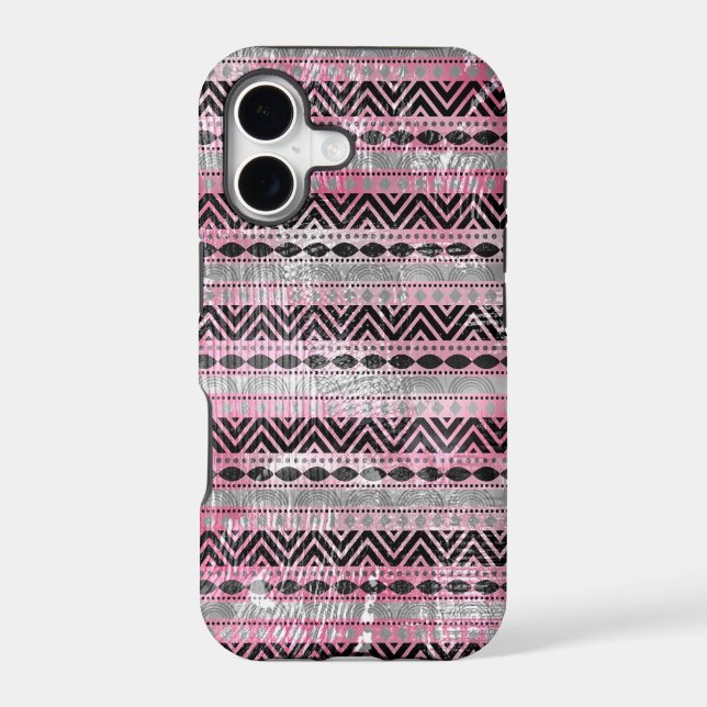 311 Pink Gray Black Aztec Texture Iphone Case (Back)