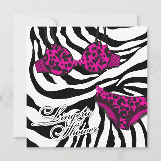 311-Pink Leopard Lingerie Set Invitation (Front)