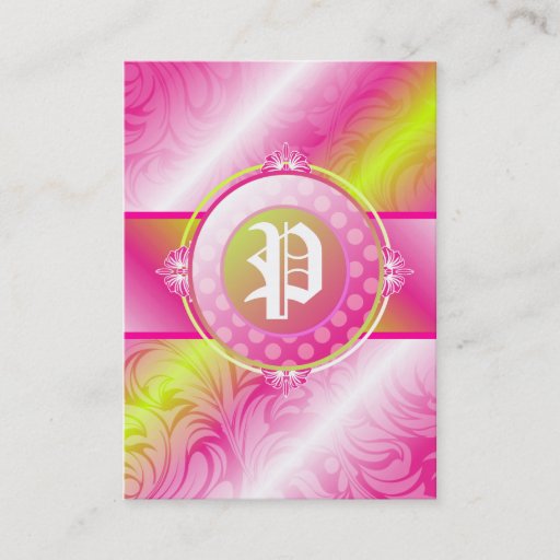 Customizable 311-Pink Lime Sugar Monogram Business Card Template